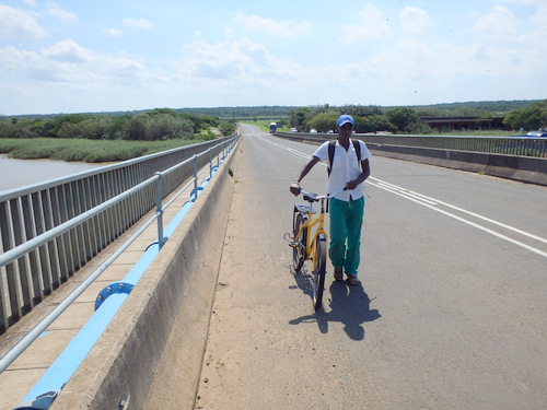 We were about to cross the estuary bridge.